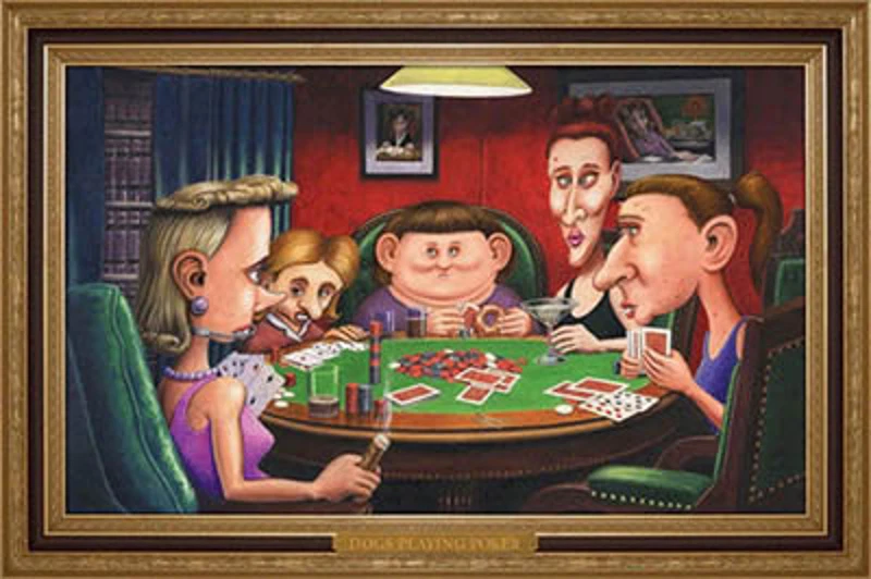 Dogs Playing Poker (Ugly Girls) Parody College Humor Poster - 24x36 NEW - Image 1 of 1