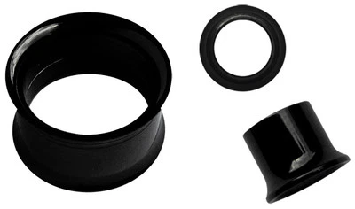 Ohr Piercing Flesh Tunnel Double Flared, Eyelet schwarz mit Innengewinde ab 3mm - Bild 1 von 2