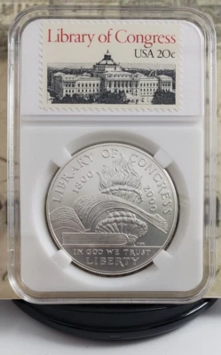2000-P Library of Congress Silver Commemorative Dollar with Vintage Stamps - W3 - Image 1 of 4