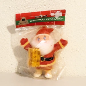 Decorazione natalizia vintage Hi-Lite in feltro floccato BABBO NATALE in confezione 4" - Foto 1 di 4