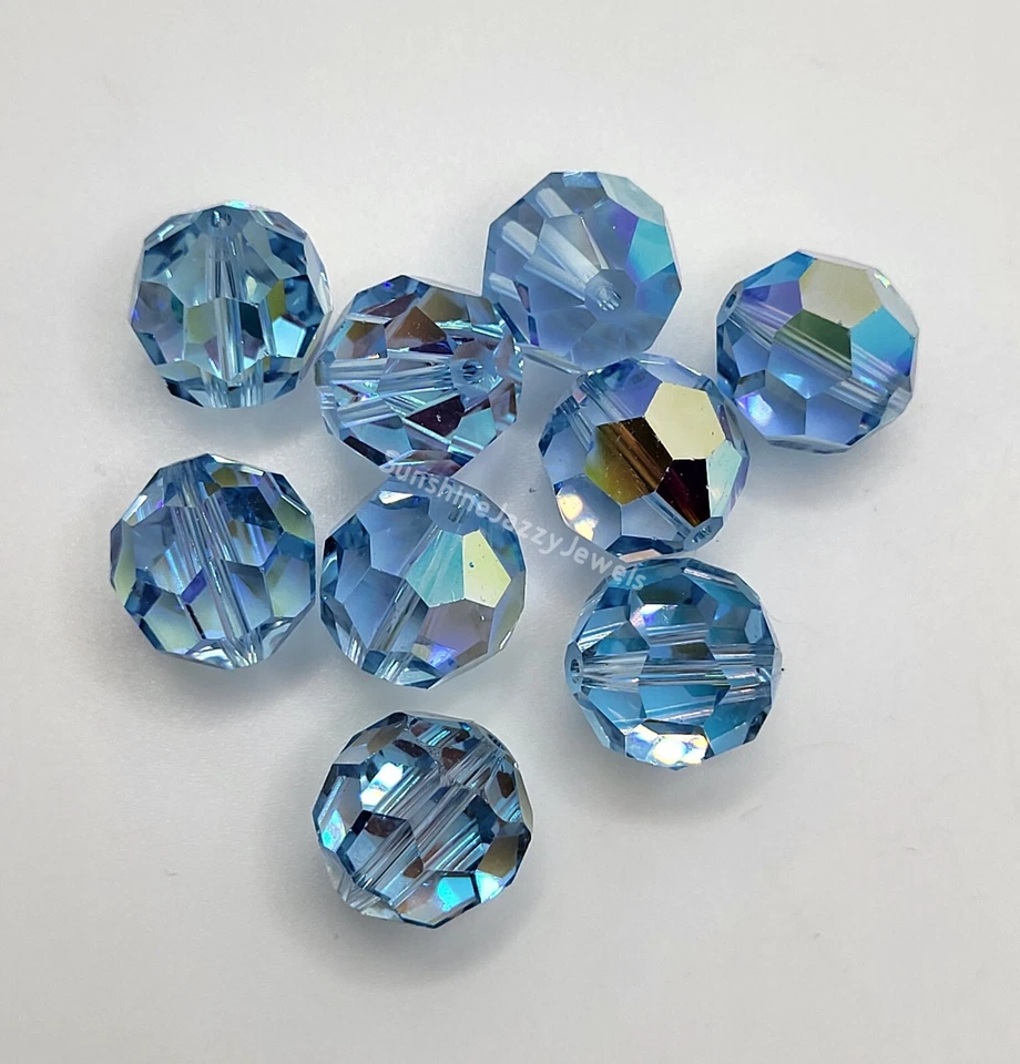 4pc Swarovski Crystal Aquamarine AB 12mm Faceted Round 5000 Beads - Image 1 of 1