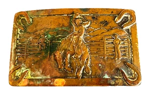 Vintage Belt Buckle Bronco Bull rider Cowboy Western Horse Loop and Tuck - Picture 1 of 8