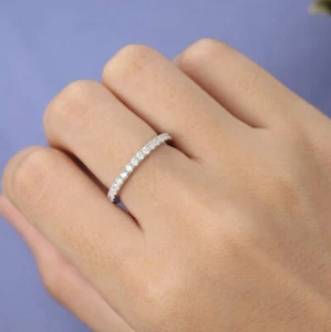 Damen Rund Diamant Voll Memoirering Hochzeit Geschenk Bandring Weißgold-Finish - Bild 1 von 7
