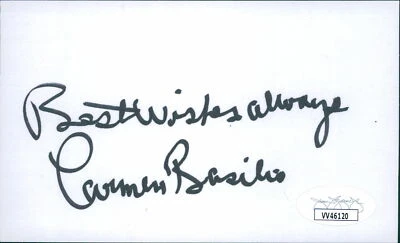 Carmen Basilio Boxer Signed 3x5 Index Card JSA Authenticated - Image 1 of 2