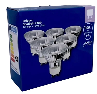10 X 6 Packs of GU10 Halogen Spotlight Bulbs 40w 300Lm Dimmable 2800k (60 Pack) - Image 1 of 2