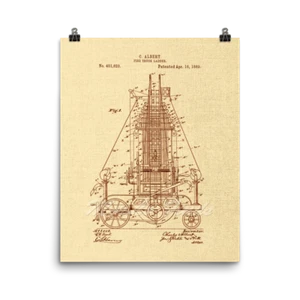 Fire Truck Ladder 1889 Vintage Firemen Patent Art Print Poster, 8x10 or 16x20 - Picture 1 of 8