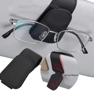 Soporte para gafas de sol para automóvil magnético de cuero para gafas clip para colgar gafas - Imagen 1 de 9