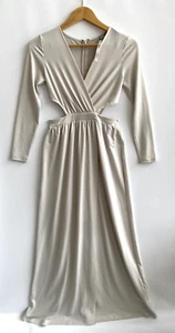 ASOS Gray Knit Side Cut Out Wrap Maxi Dress Stretch Petite Size XS NWT - Picture 1 of 5