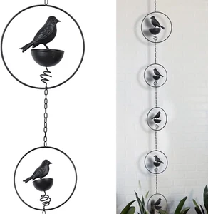 Catena antipioggia uccellino in metallo 8,5 piedi per grondaie Downspout, nero - Foto 1 di 12