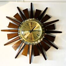 Vintage Anstey Wilson Large 20" Sunburst Clock 60/70s Starburst Mid Century