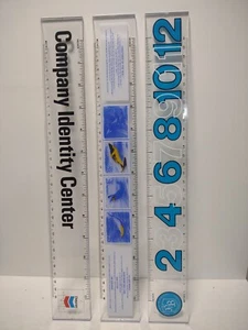 Vintage Acrylic Ruler Lot Chevron GE Pensions 1990 Creatures of Sea Stamps 3-Pc - Picture 1 of 15