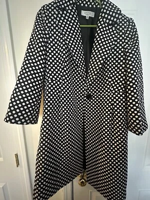 KASPER Lunares Mod Retro Negro Blanco Años 60 Estilo Columpio Chaqueta Oficina Pin-Up Foto 1 de 4