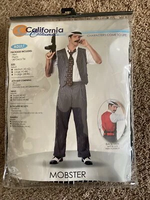 NUEVO-Disfraz de Gángster/Mafioso Adulto Talla Grande Chaleco/Pantalones/Corbata a Rayas Foto 1 de 2