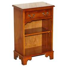 VINTAGE YEW WOOD SIDE / END SIZED BOOK TABLE WITH SINGLE DRAWER AND BOOKSHELVES