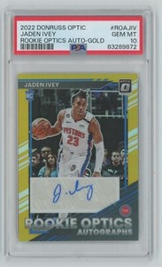 2022-23 Panini Donruss Optic Basketball RC Gold Auto Jaden Ivey 08/10 PSA 10 EW1