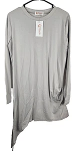 Womens Two Piece Outfit Shirt and Pants Set Gray XL Polyester Delicious - Picture 1 of 5