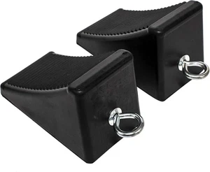 Heavy Duty Solid Rubber Wheel Chocks Truck Rv Camper Trailer Car Tire Stopper - Picture 1 of 4