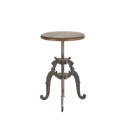 Taburete Ajustable Regina Brown Teca Recuperada y Hierro Fundido Foto 1 de 4