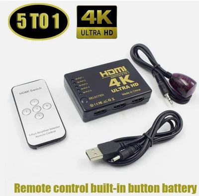 Conmutador HDMI de 5 puertos selector divisor concentrador caja 4K 1080P para TV PC Foto 1 de 4