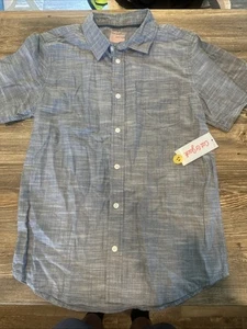 Camisa de popelina de manga corta con botones para niños - Cat & Jack azul talla XL. Nuevo con etiquetas. U - Imagen 1 de 5