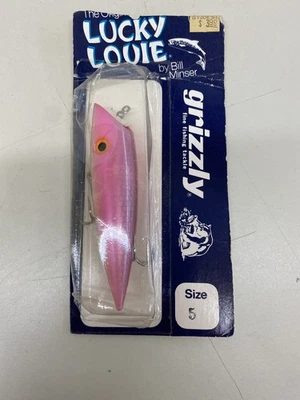 Винтажная рыболовная приманка LUCK LOUIE от Bill Minder Grizzly размер 5 как новая на картонке - Изображение 1 из 4