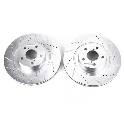 PowerStop Evolution Drilled Slotted Rotors Pair Front For Subaru Baja - Image 1 of 3
