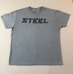 STEEL Men's Gray Graphic Logo Tshirt, Medium, Casual, Excellent Condtition - Picture 1 of 6