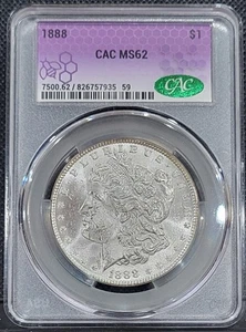 1888 CAC MS62 Morgan Silver Dollar Trader Bea Philadelphia Mint Silbermünze - Bild 1 von 5