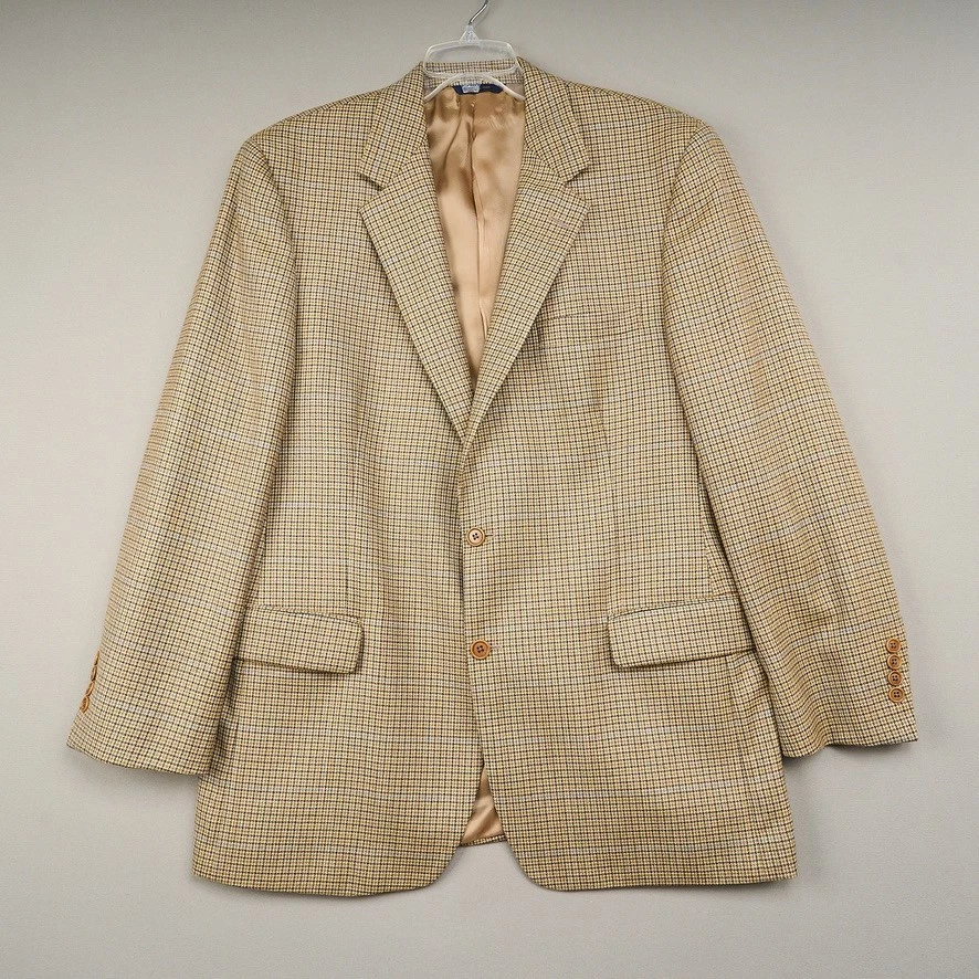 Blazer Brooks Brothers 44 Abrigo Deportivo Marrón Tostado Cuadros Lana 2 Botones Italia Foto 1 de 4