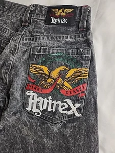 Vintage Avirex Jeans Mens 32x34 Baggy Embroidered Classic Eagle Y2K Grunge - Picture 1 of 15
