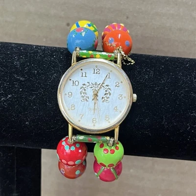 Colorful Beaded Stretch Watch with Hand Painted Beads – Japan Quartz READ Foto 1 de 4