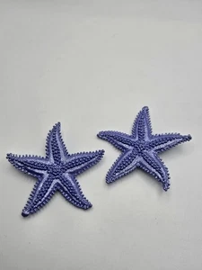 Vintage Ingrid Cusson Starfish Purple Enamel Large Clip On Earrings Signed - Picture 1 of 10