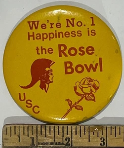 USC Pinback Button - We're No. 1 - Happiness is the Rose Bowl - Picture 1 of 2