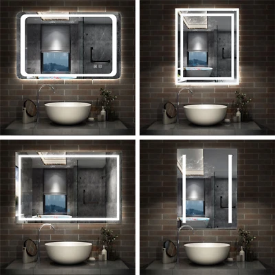 LED Bathroom Mirror Lights Touch Switch Sensor Demister Pad Mirrors by Aica