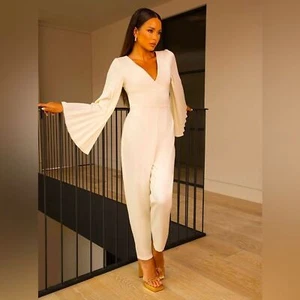 Chi Chi London Classic Jumpsuit in Cream - Picture 1 of 12