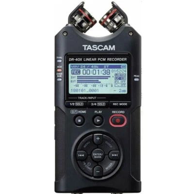 TASCAM DR-40X Portable 4 Track Stereo Handheld Digital Recorder with Microphones - Image 1 of 4