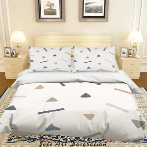 3D Modern Geometry Simple Quilt Cover Set Duvet Cover Bedding Pillowcases - Picture 1 of 6