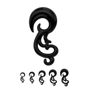 PAIR-Tapers Hangers Vines Ornate Black Acrylic 04mm/6 Gauge Body Jewelry - Picture 1 of 4