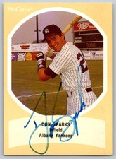 1990  ProCards Eastern League #EL2 Don Sparks SIGNED   Albany-Colonie Yankees