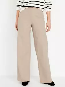 Old Navy Pixie Wide Leg Dress Pants Womens XS Petite Beige Pull On Stretch NEW - Picture 1 of 8