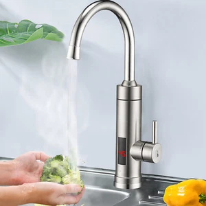 Elektrische Instant Heizung Wasserhahn 360° Drehbar LED Küche Armatur Edelstahl - Bild 1 von 12