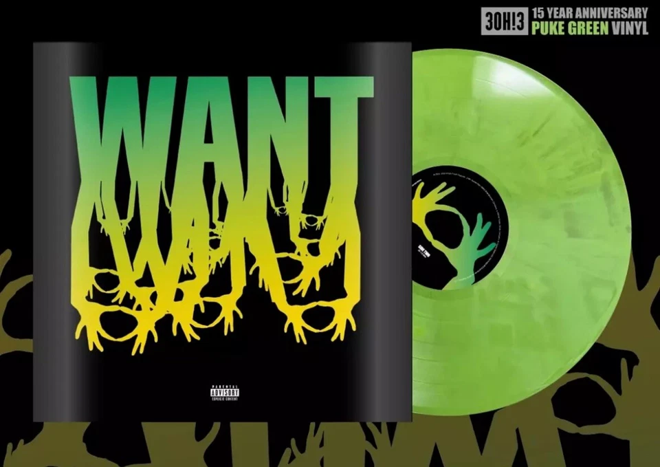 3OH!3 - Want PUKE GREEN COLORED Vinyl LP x/1000 15th Anniversary NEW Seal - Image 1 of 1