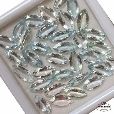 Gemas sueltas 43,55 quilates/33 piezas naturales sin tratar aguamarina azul aguamarina corte marquesa Foto 1 de 4