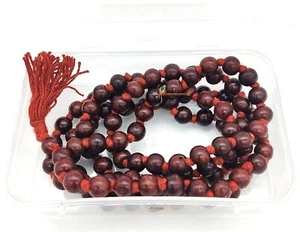Red sandalwood Prayer Beads Rosary Japa Mala Holy Necklace Meditation - Picture 1 of 5