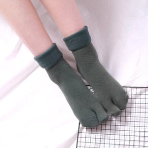 3X Lady Thermal Tabi Split Toe Socks Comfort Brushed Lined Warm Bed Lounge Socks - Picture 1 of 12