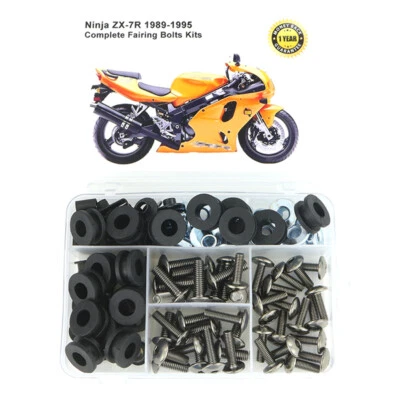 Полный комплект болтов обтекателя винты кузова подходят для KAWASAKI Ninja ZX-7R 1989-1995 - Изображение 1 из 4