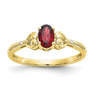 10k Yellow Gold Garnet and Diamond Ring Size 7 - Picture 1 of 4