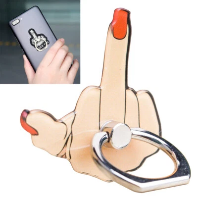 For Mobile Cell Phone 360° Rotating Middle Finger Ring Holder Phone Stand Metal - Image 1 of 4