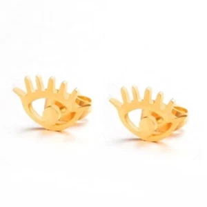 Pendientes Mal de Ojo Acero Inoxidable Tono Dorado Joyería Minimalista - Imagen 1 de 1