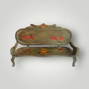 Wooden Bear Green Bear Bench Miniature Doll House 1:12 Chair Display Pre Owned - Picture 1 of 20